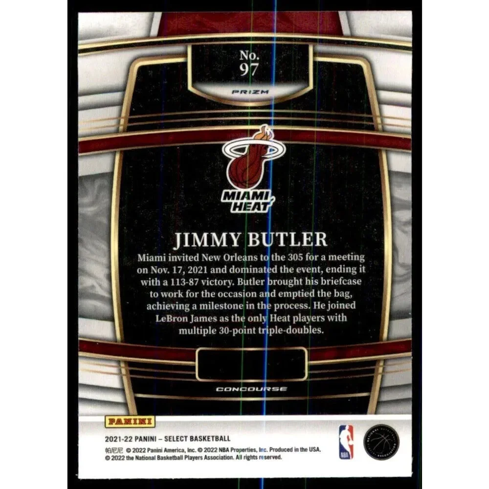 2021-22 Panini Select Jimmy Butler Blue Prizm #97 Miami Heat